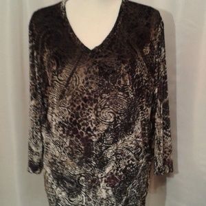 Chico's Design Size 3 Velour Floral Print Top